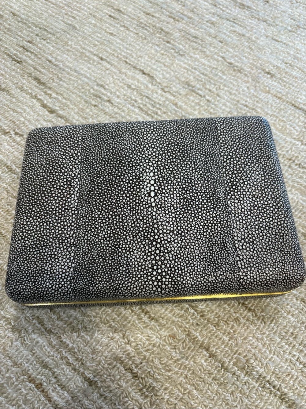 Aerin Black and White Stingray-Texture Zip Card Holder